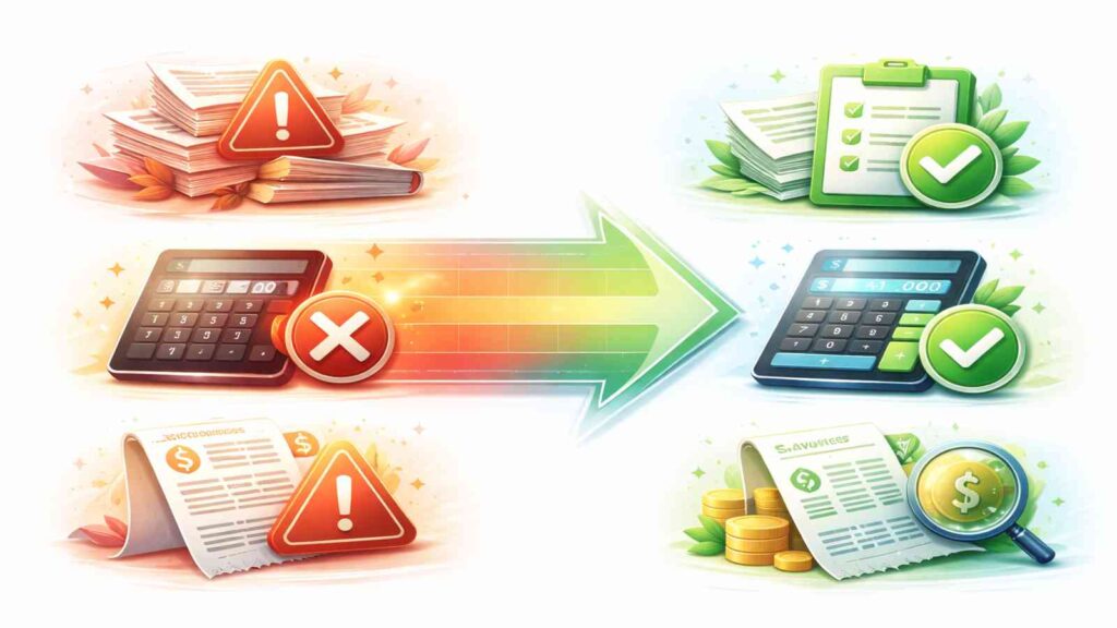 Illustration highlighting common TFSA calculation mistakes such as over-contributions, withdrawal errors, and misused TFSA room.