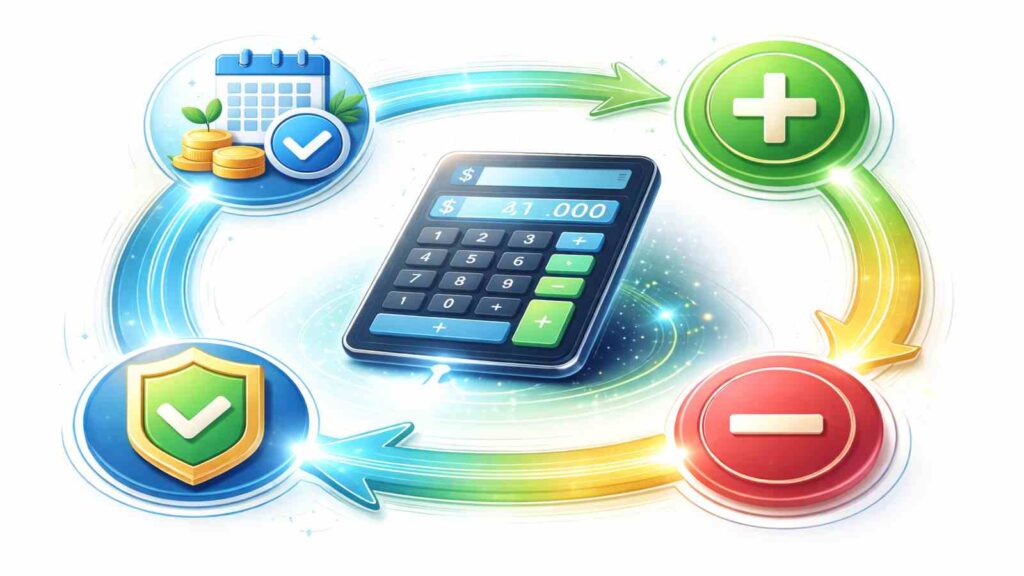 Step-by-step TFSA room calculator process showing how to calculate contribution room using limits, contributions, withdrawals, and adjustments.